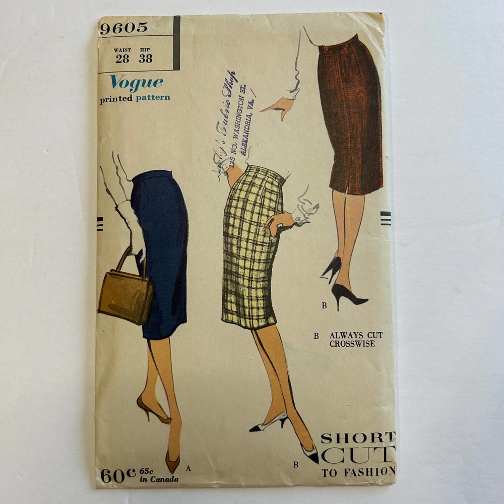 Vintage 1950's Vogue‎ Pattern #9605 Skirt Size 28 Waist